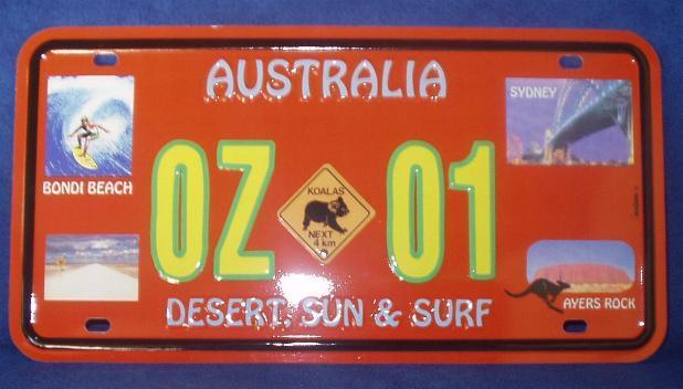 Plaque Immatriculation Australie "OZ 01" - Plaques D'immatriculation