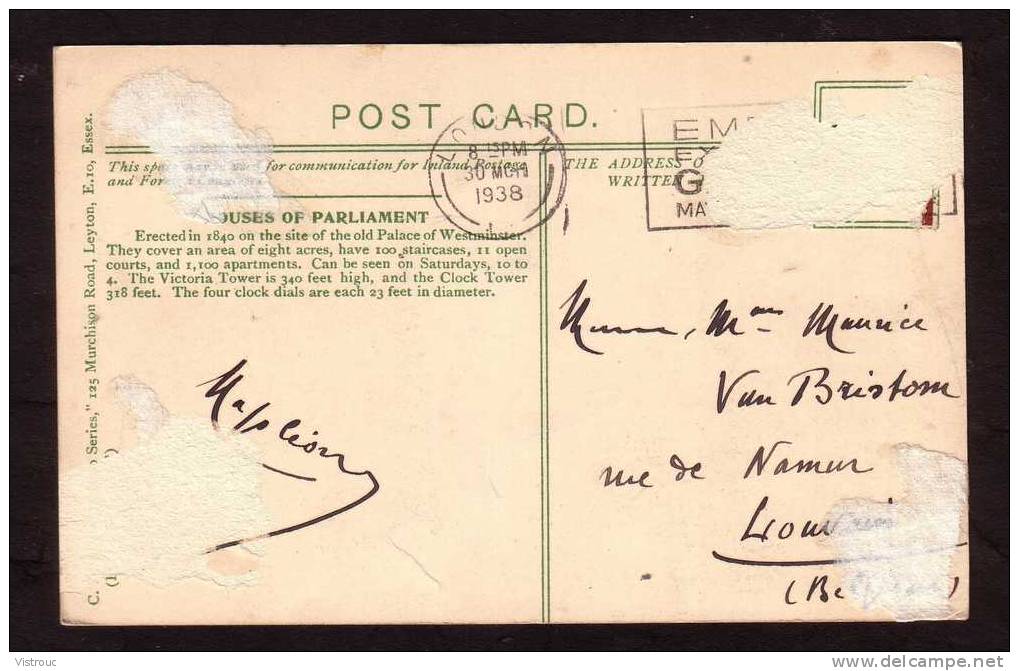 LONDON - LONDRES - Houses Of Parliament - Circulated - Circulé - Gelaufen - 1938. - Houses Of Parliament