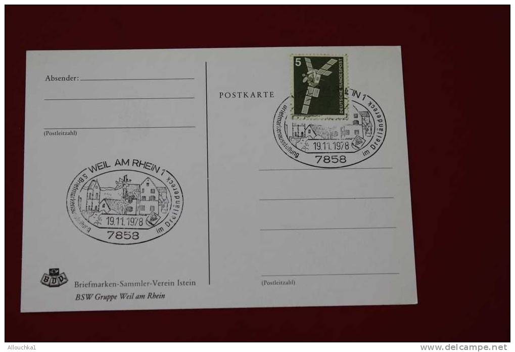 WEIL AM RHEIN 1978 SCHLOB OTLIKON AB 1649 FRIEDLINGEN GENANNT  ALLEMAGNE DEUTSCHE BUNDESPOST MARCOPHILIE POSTKARTE - Weil Am Rhein