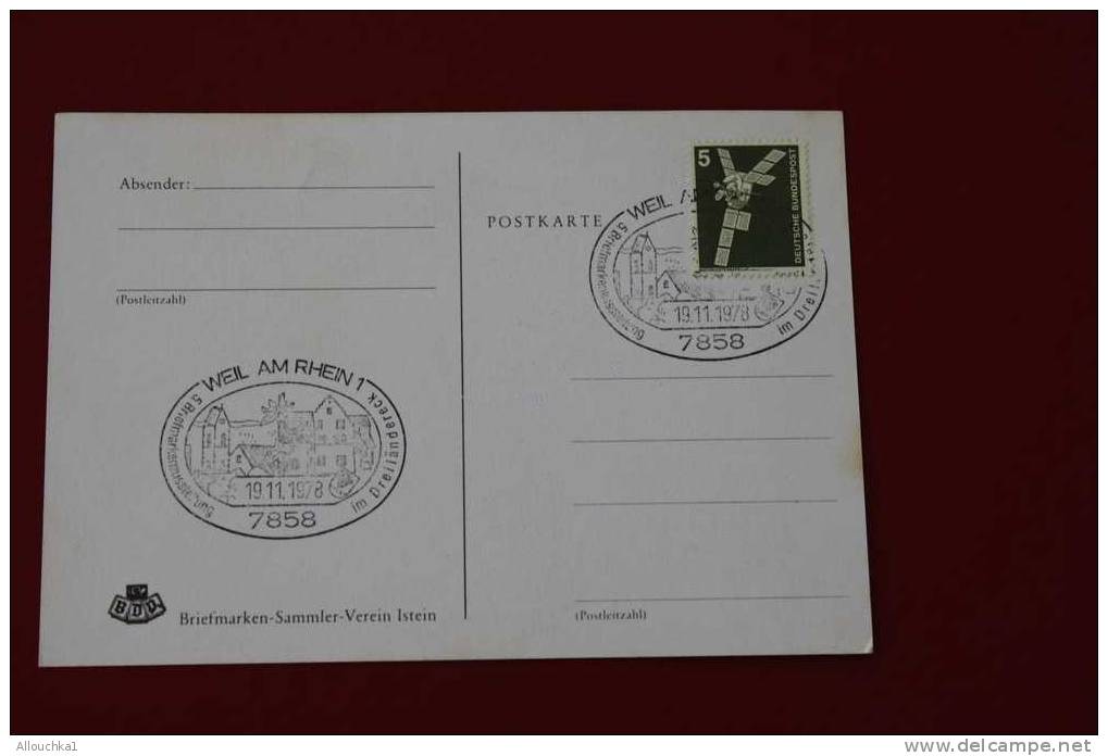 WEIL AM RHEIN 1978 DAS SCHENKENSCHENLOB ALLEMAGNE DEUTSCHE BUNDESPOST POSTKARTE MARCOPHILIE POSTKARTE - Weil Am Rhein