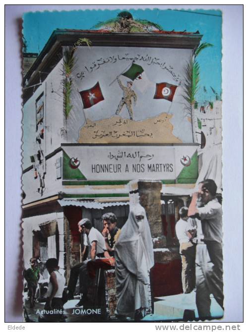 Guerre Algerie Fete Independance Alger Rue Ben Chenab  Honneur Martyrs Cachet Militaire - Sonstige & Ohne Zuordnung