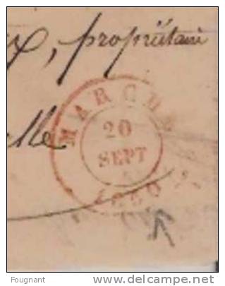 BELGIQUE : 1850: Lettre De MARCHE Vers ROCHEFORT.Oblit.MARCHE Double Cercle Rouge;verso:oblit.ROCHEFO RT,double Cerc - Andere & Zonder Classificatie