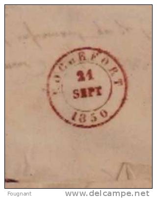 BELGIQUE : 1850: Lettre De MARCHE Vers ROCHEFORT.Oblit.MARCHE Double Cercle Rouge;verso:oblit.ROCHEFO RT,double Cerc - Autres & Non Classés