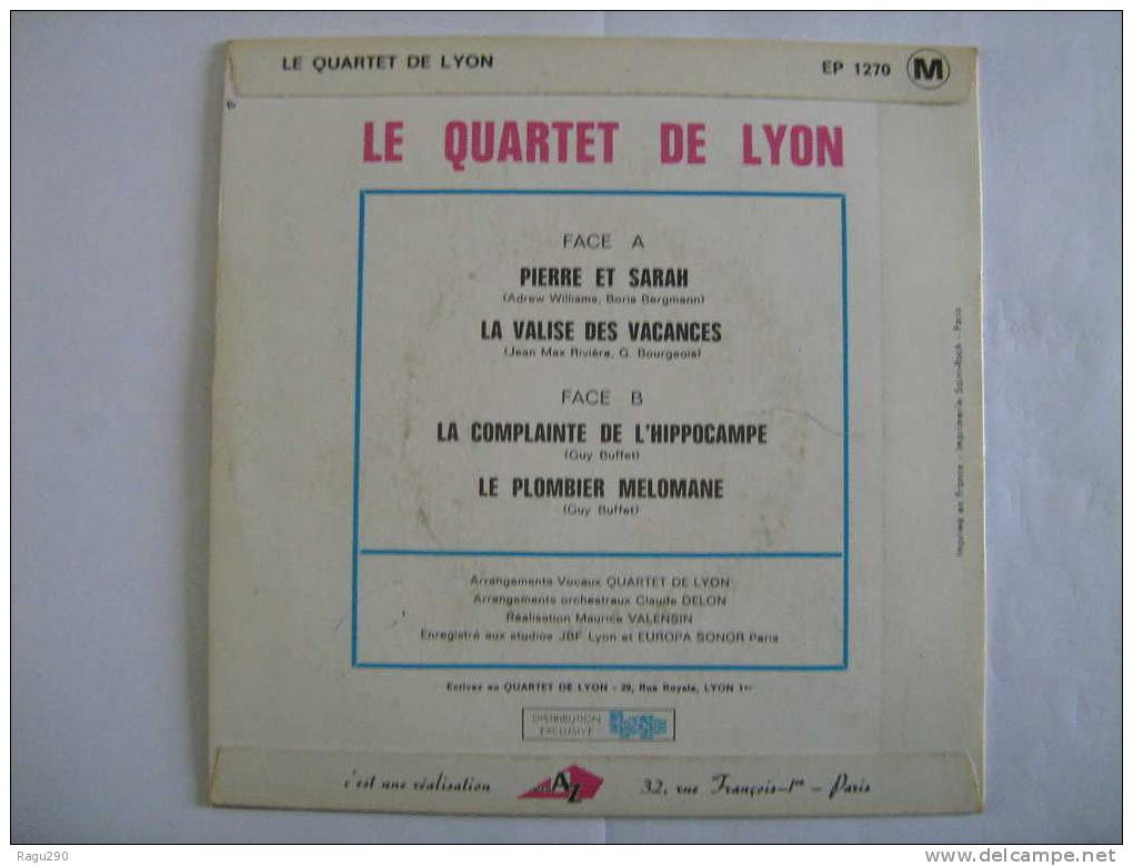 LE QUARTET DE LYON     PIERRE ET SARAH Sur Disque  AZ  N°  EP 1270 - Collectors