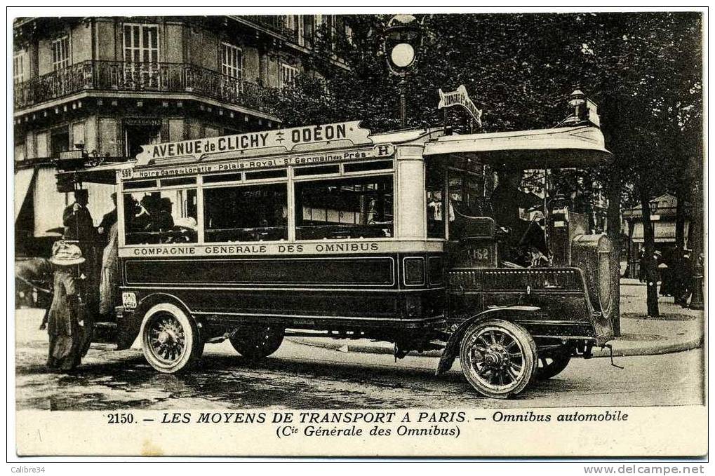 PARIS TOP Les Moyens De Transport Omnibus Automobile  Avenue De Clichy Odéon - Openbaar Vervoer