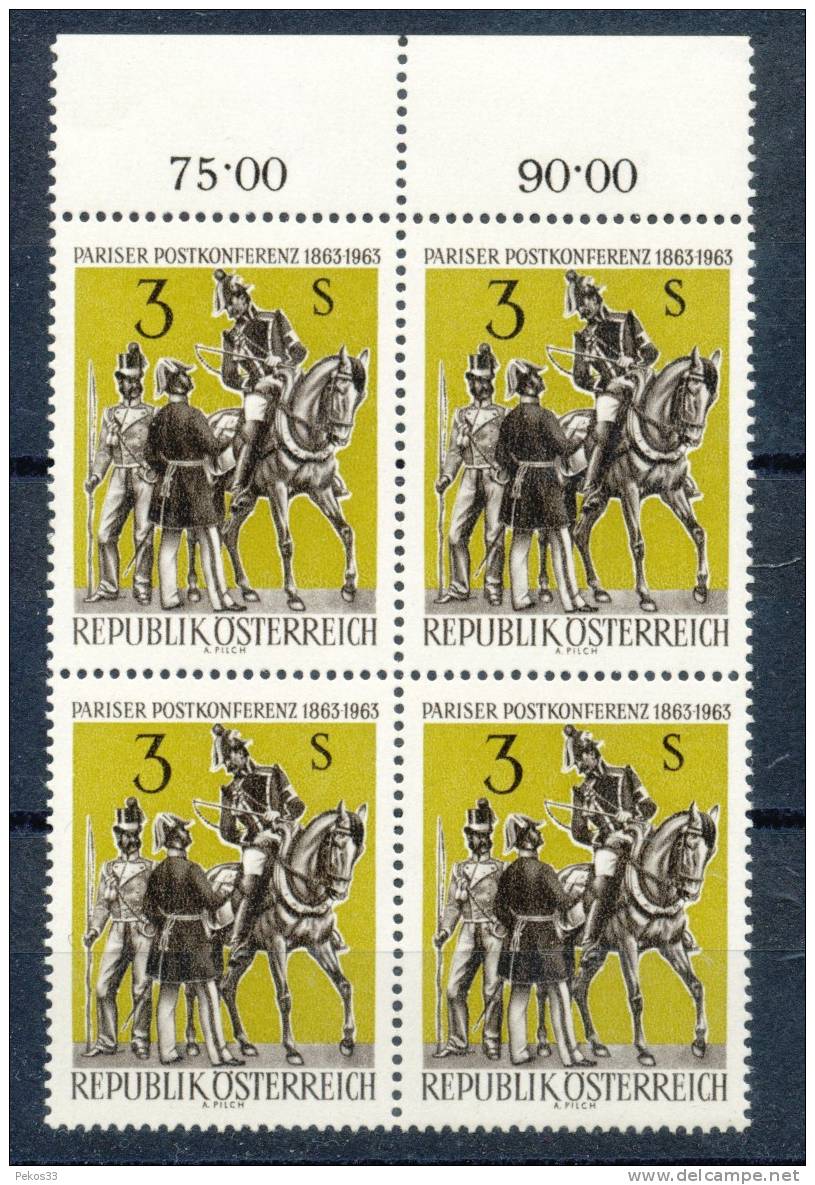 ÖSTERREICH  - Mi.Nr.    1129-4er-Block  - Postfrisch Vom Oberrand     100. Jahrestag Der 1. Internationalen Postkonferen - Ungebraucht