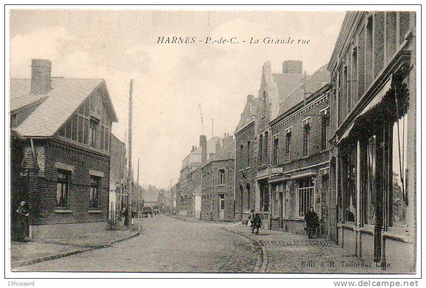 Carte Postale Ancienne Harnes - La Grande Rue - Harnes