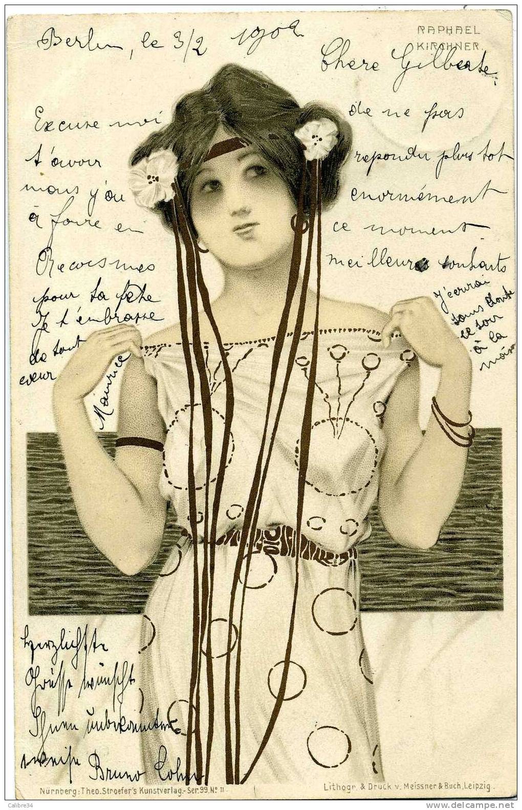 ILLUSTRATEUR RAPHAEL KIRCHNER La Femme Aux Rubans 1902 Postée De Berlin - Kirchner, Raphael