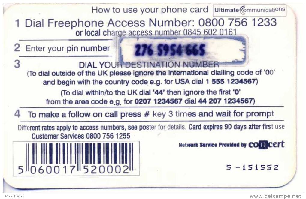 PREPAYEE  ULTIMATE COMMUNICATIONS           £5 - Other & Unclassified