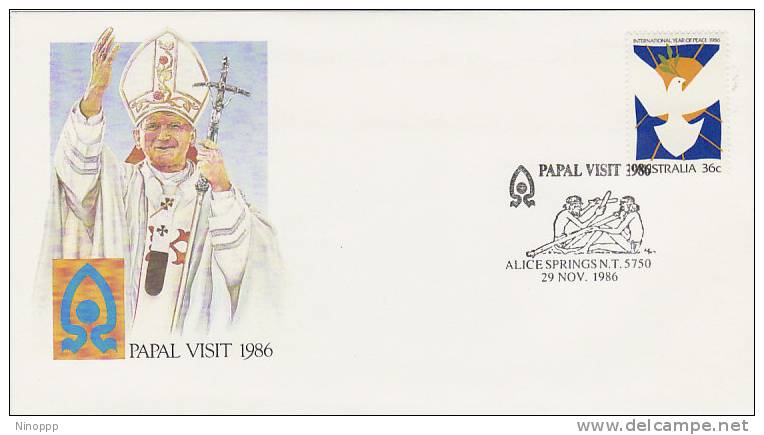 Australia-1986 Pope Visit  Alice Springs 29th November Souvenir Cover - Briefe U. Dokumente