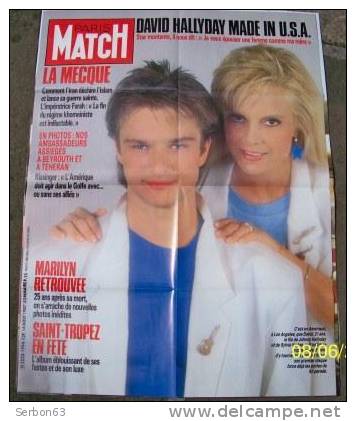 AFFICHE DE PRESSE PARIS MATCH 60 X 80cm NEUVE 14 AOÛT 1987 N° 1924 DAVID HALLYDAY  ET SYLVIE VARTAN - Affiches