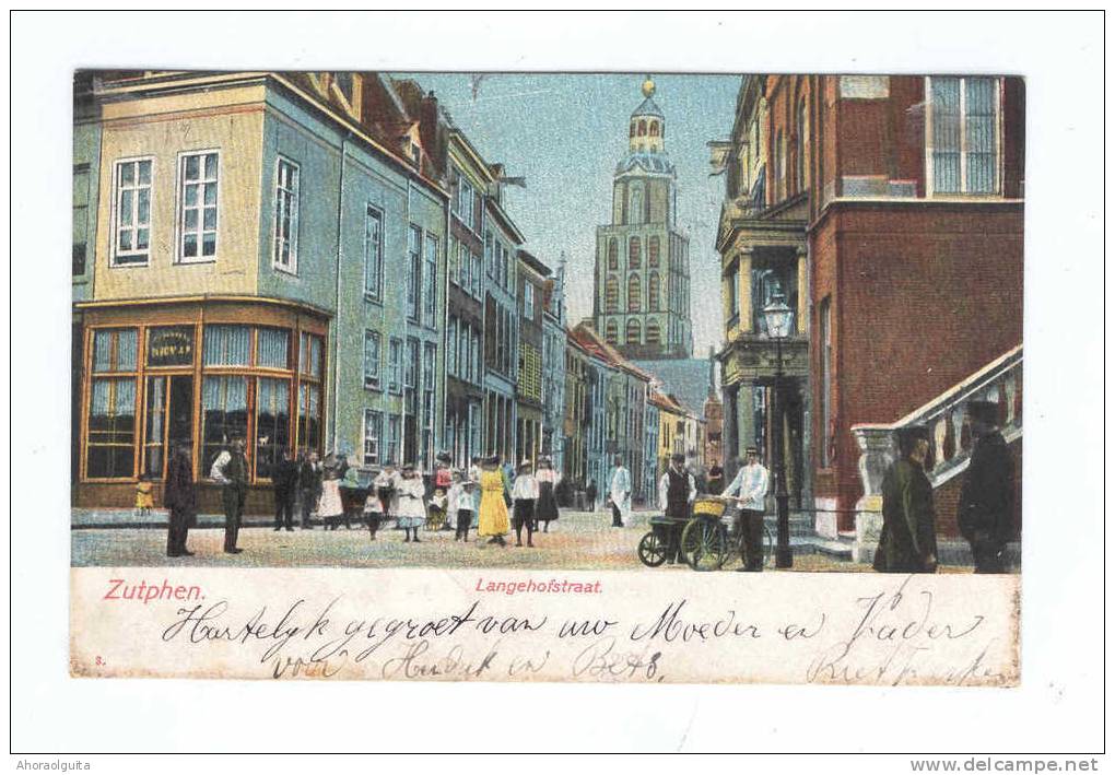 Zichtkaart ZUTPHEN 1905 -  Langehofstraat Met Animatie - Stempel GR Zutphen  --  7/729 - Zutphen