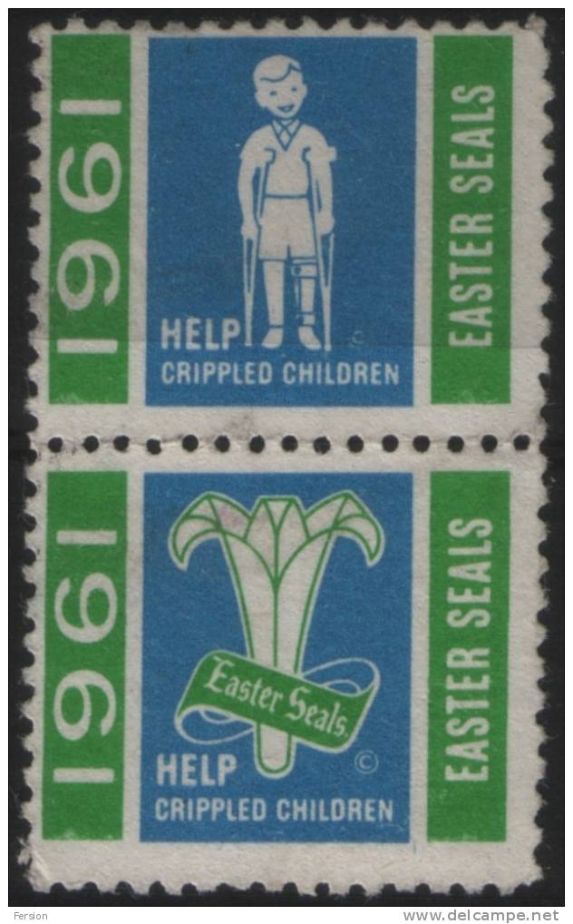 Help Crippled Children - Easter Seals - 1961 - Charity Stamp - Handicaps