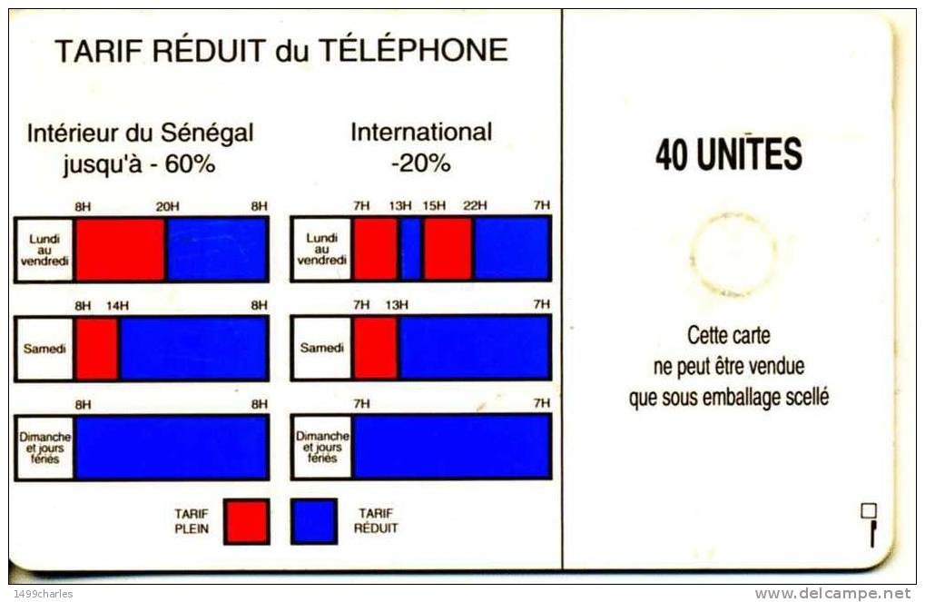 CARTE TELEPHONIQUE  SONATEL 40 Unites - Sénégal