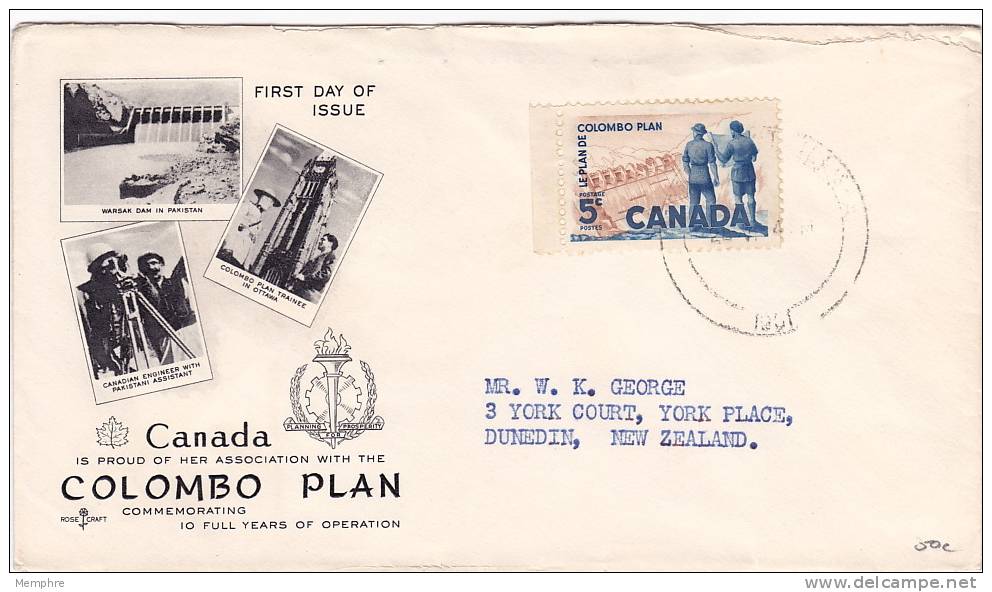 1961  Plan Colombo  Cachet Rosecraft - 1961-1970