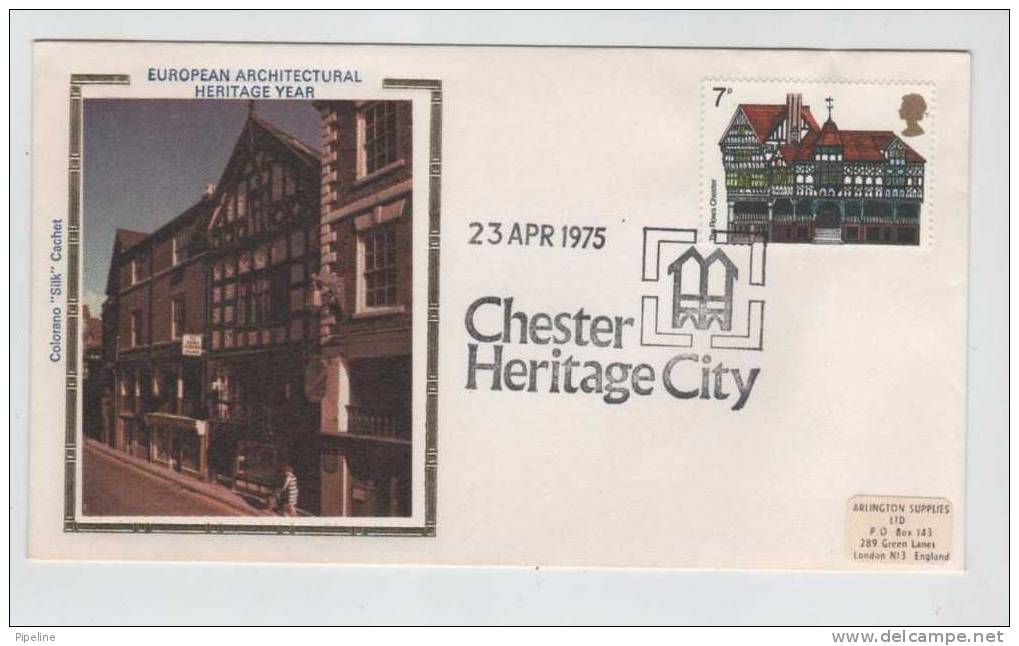 Great Britain FDC Chester Heritage City 23-4-1975 With Silk Cachet - 1971-1980 Em. Décimales