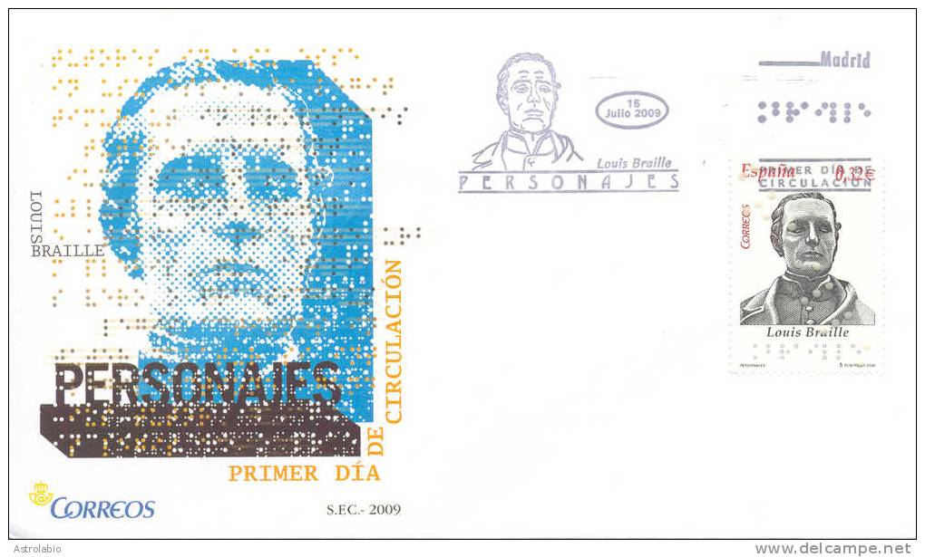 Espagne 2009 FDC " Louis Braille " Aveugle - Handicap