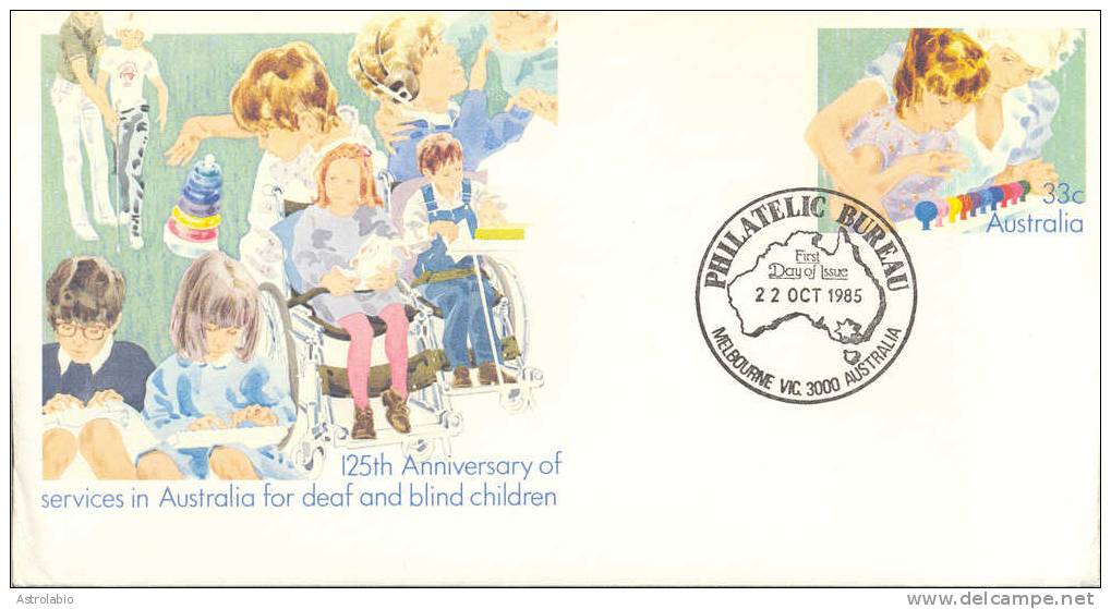 Australia 1985 " Services For Deaf And Blind Children " Stationery - Behinderungen