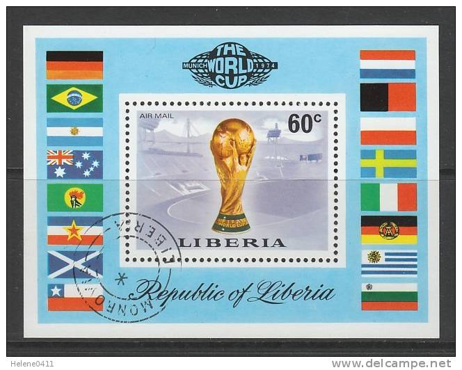 BLOC OBLITERE DU LIBERIA - COUPE DU MONDE DE FOOTBALL 1974 A MUNICH N° Y&T 71 - 1974 – Germania Ovest