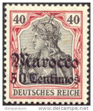 Germany Offices In Morocco #39 Mint Hinged 50c On 40pf From 1906-11 - Morocco (offices)