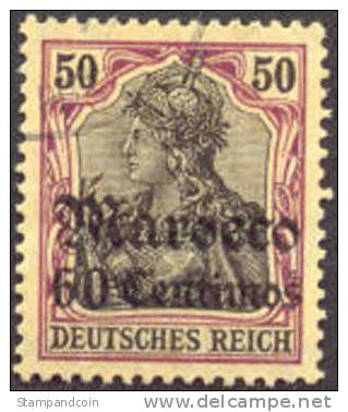 Germany Offices In Morocco #40 SUPERB Used 60c On 50pf From 1906-11, Expertized - Morocco (offices)