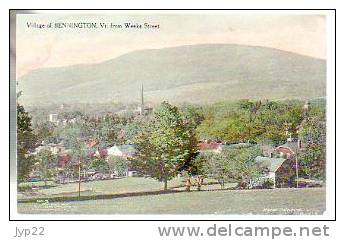 Jolie CP Ancienne Etats Unis Village Of Bennington Vermont From Weeks Street -  Ed Griswold N° 2 Hand Colored - Bennington