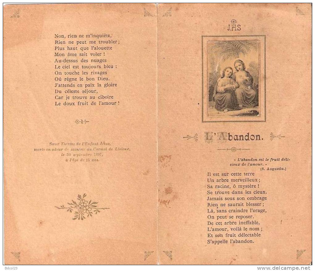 Image Mortuaire  Soeur Therese De L´Enfant Jesus Decedee A Lisieux Le 30 Septembre 1897 (12) - Images Religieuses