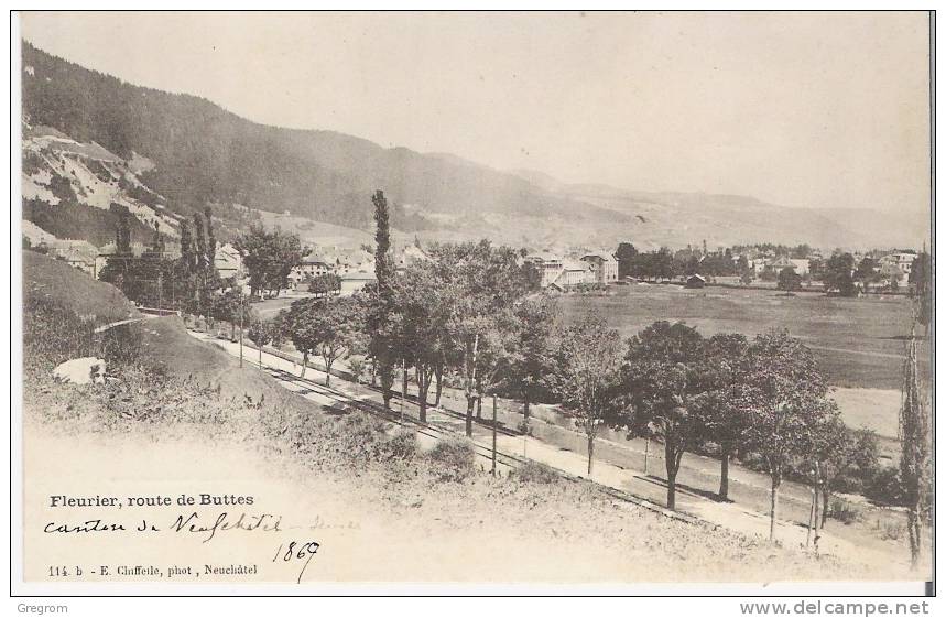 SUISSE : FLEURIER Route De BUTTES Canton De NEUCHATEL - Buttes 