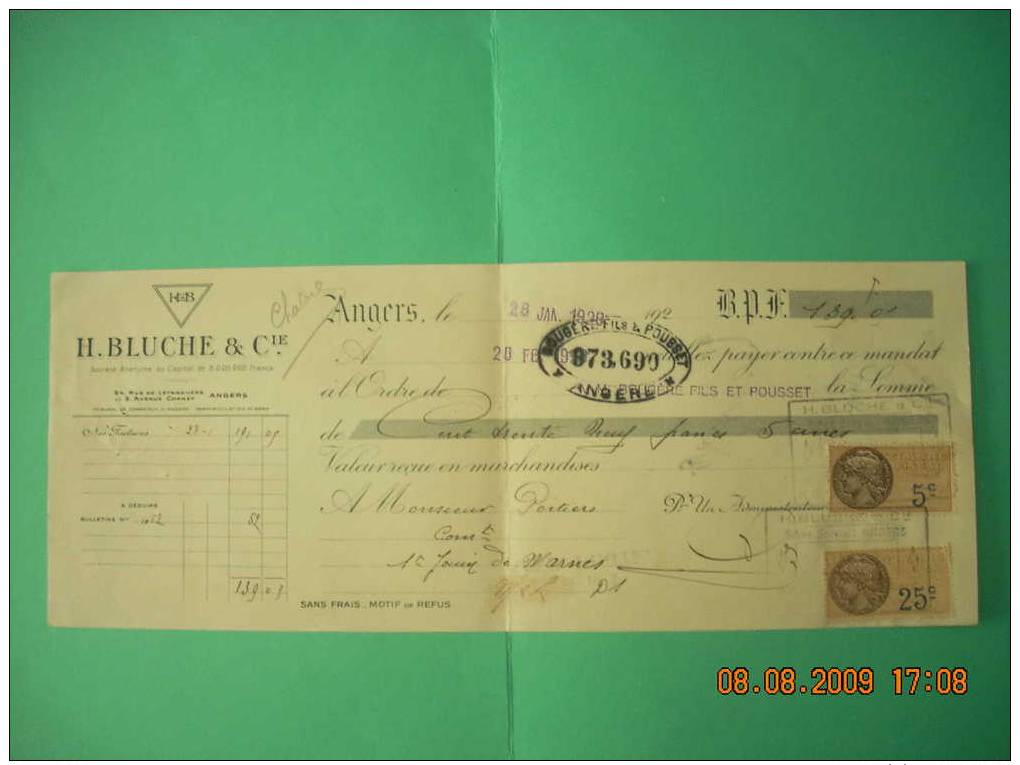 H.BLUCHE  49  ANGERS  189.05 - Lettres De Change