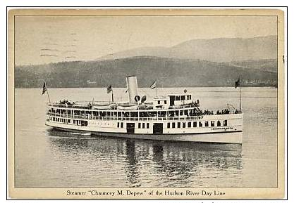 Steamer "Chauncey M. Depew" Of The Hudson River Day Line, Sent 1933 - Piroscafi