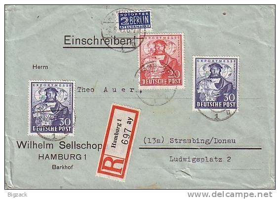 Bizone R-Brief Mif Minr.104, 2x 105 Hamburg 8.6.49 - Sonstige & Ohne Zuordnung
