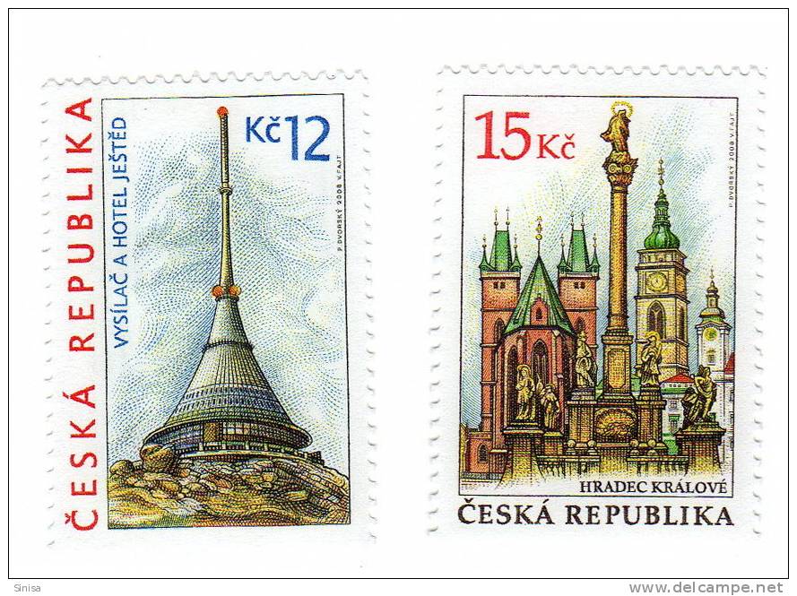 Czech Republic / Hradec Kralove And Hotel Jeshted - Unused Stamps