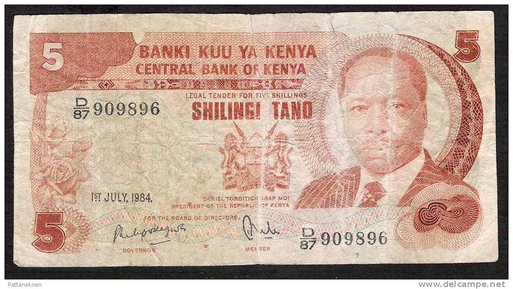 KENYA  P19c  5 SHILLINGS  1984 FINE - Kenia