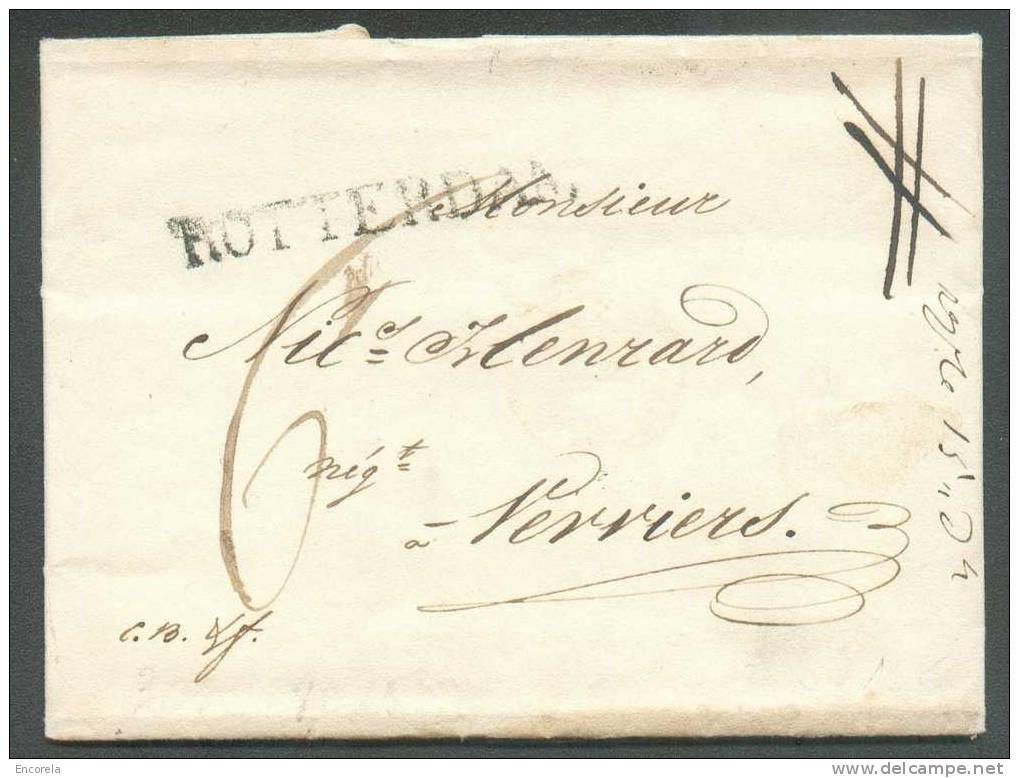 LAC De ROTTERDAM Le 30 Septembre 1825 Vers Verviers - Port ´6´ (encre).  TB - 4645 - 1815-1830 (Periodo Holandes)