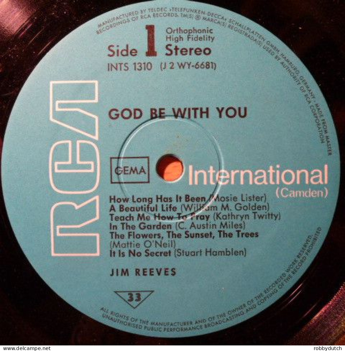 * LP *  JIM REEVES - GOD BE WITH YOU - Chants Gospels Et Religieux