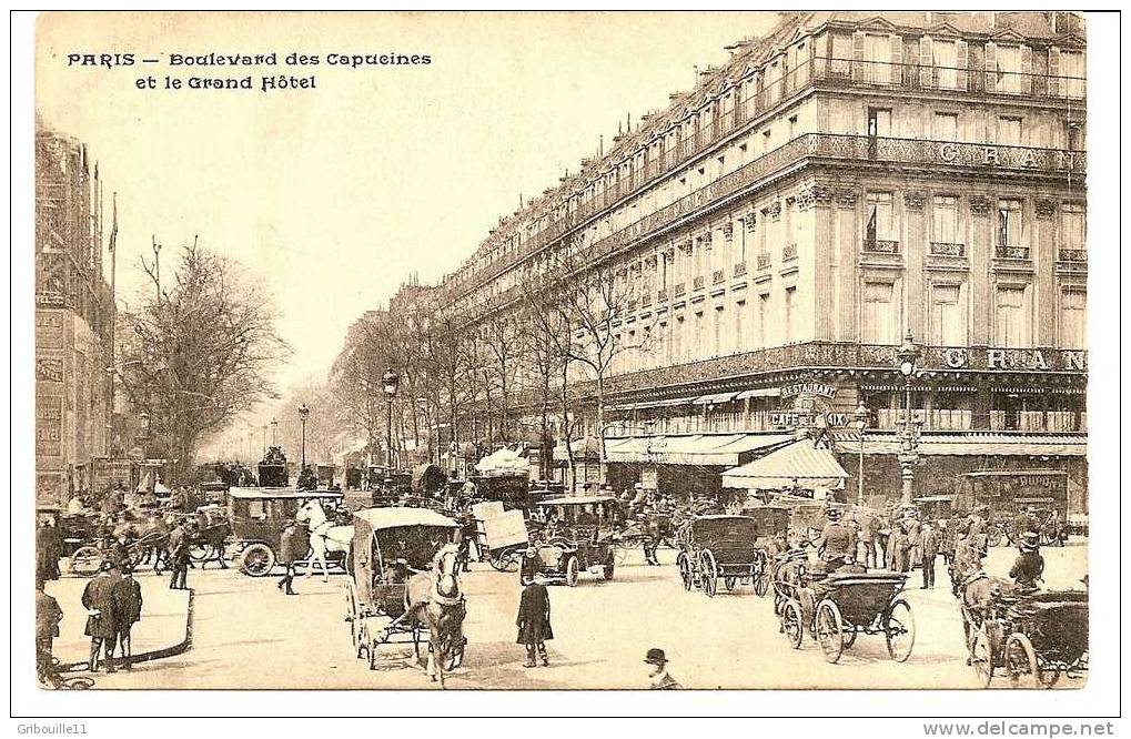 PARIS  -  " GRANDE CIRCULATION SUR LE BOULEVARD DES CAPUCINS Et  LE GRAND HOTEL "  -   Editeur : Sans   N°sans - Arrondissement: 02