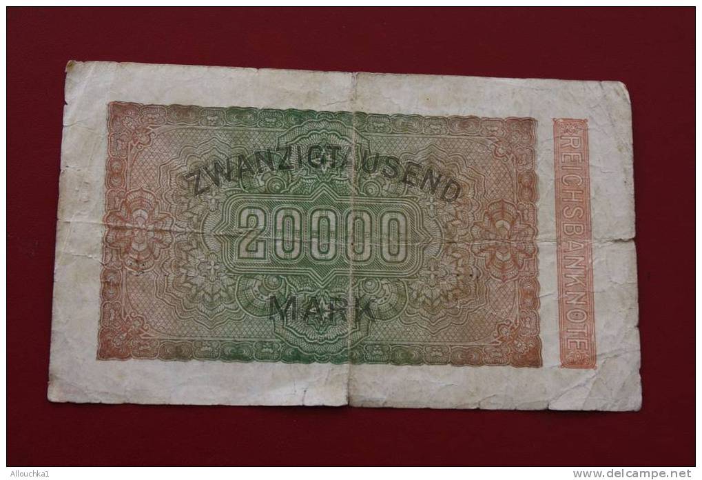 BILLET ALLEMAGNE -REICHSBANKNOTE-20 000 MARKS-ZWANNZIIGTAUSEND MARK - 20000 Mark