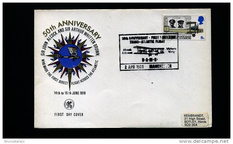 GREAT BRITAIN - 1969  50th ANNIVERSARY OF THE FIRST TRANS-ATLANTIC FLIGHT  COVER - Marcofilie