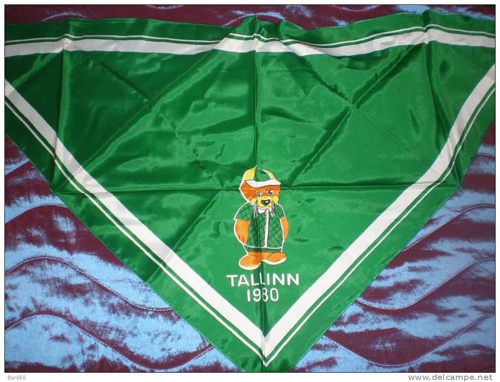 MOSCOW OLYMPIC GAMES 1980 - SHAWL With TALLINN SAILING REGATTA Mascot VIGRI - NEW CONDITION - RARE! - Bekleidung, Souvenirs Und Sonstige