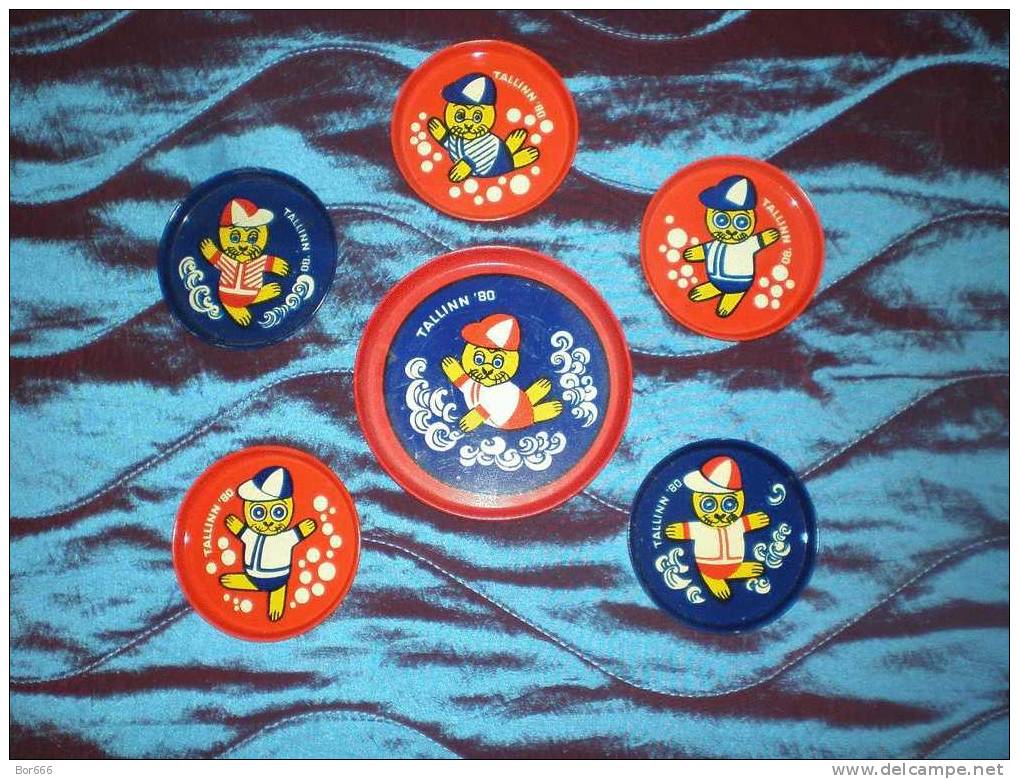 MOSCOW OLYMPIC GAMES 1980 - DECORATIVE MINI PLATES With TALLINN SAILING REGATTA Mascot VIGRI - Habillement, Souvenirs & Autres