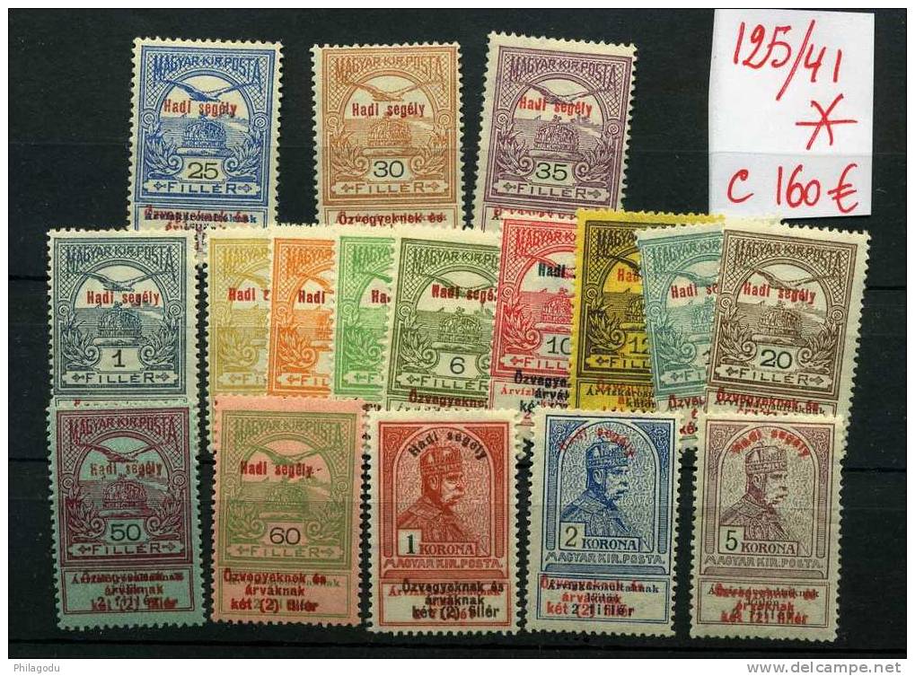 HONGRIE Yv. 125/141*  Complete Neuve Charnière +   Cote 160 E  + - Unused Stamps