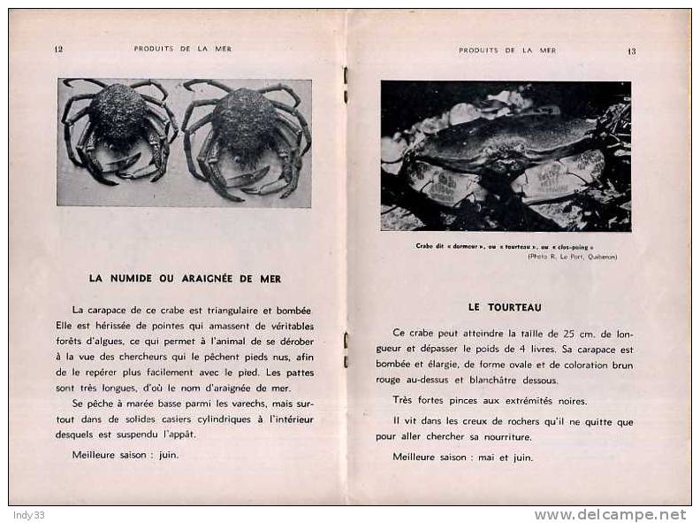 - PRODUITS DE LA MER . I. LES CRUSTACES . BIBLIOTHEQUE DE TRAVAIL N° 202  JUIL. 52 - Chasse & Pêche