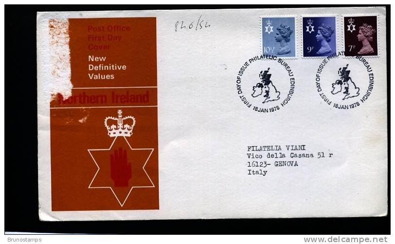 GREAT BRITAIN - 1978  NORTHERN IRELAND 7 P.+9 P. + 10½ P.  FDC - 1971-1980 Em. Décimales