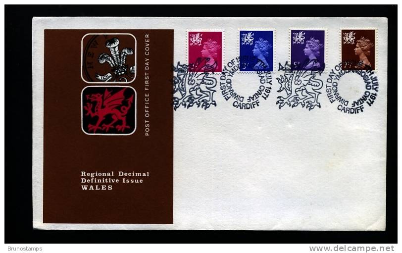 GREAT BRITAIN - 1971  WALES  2½ P.+ 3 P. + 5 P. + 7½ P.  FDC - 1971-1980 Decimal Issues
