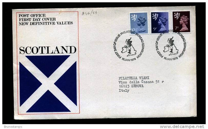 GREAT BRITAIN - 1978  SCOTLAND  7 P.+ 9 P. + 10½ P.  FDC - 1971-1980 Decimal Issues