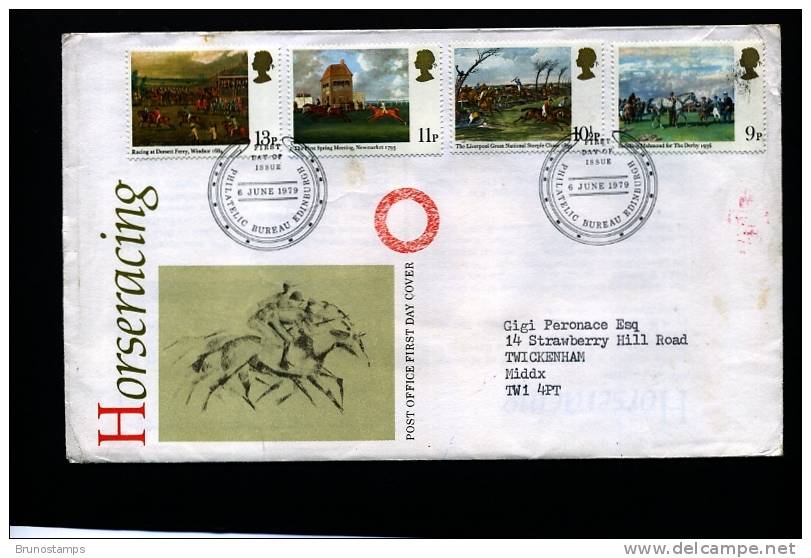GREAT BRITAIN - 1979  HORSERACING PAINTINGS  FDC - 1971-1980 Em. Décimales