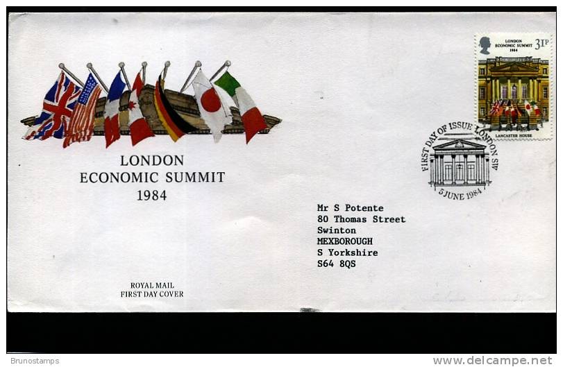 GREAT BRITAIN - 1984  ECONOMIC SUMMIT CONFERENCE  FDC - 1971-1980 Em. Décimales