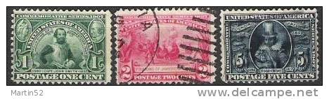 USA 1907:"Jamestown" (John Smith & Pocahontas) Michel-No.159-161 O (35.00 Euro) - Indianer