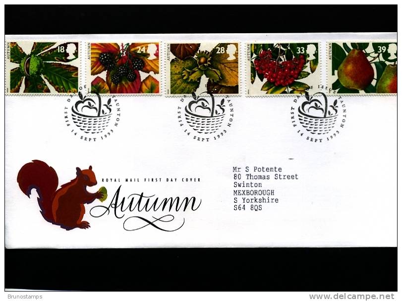 GREAT BRITAIN - 1993  AUTUMN   FDC - 1991-2000 Decimal Issues