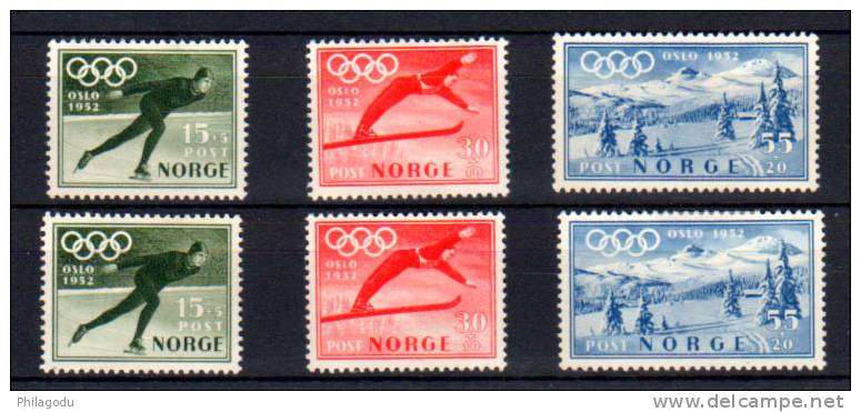 Norvège 1951, Olympiques D’hiver, Patinage, Saut à Ski, N° 337 / 339 *  Charnière   Cote 50,-E - Winter 1952: Oslo